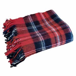 Vintage 50s/60s Troy Robe Scotch Plaid Stadium Throw TV Lap Fringed Blanket USA